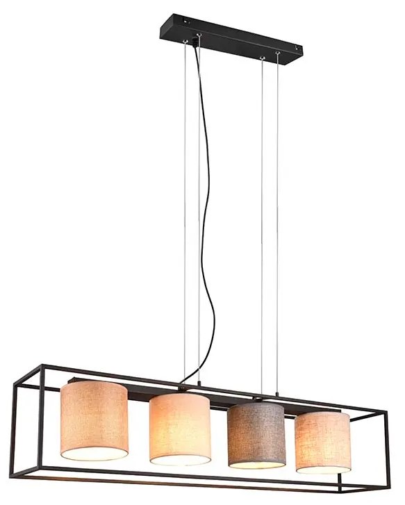 Φωτιστικό Κρεμαστό Trio Lighting Ross 303100417 Μαύρο Ματ με Αμπαζούρ