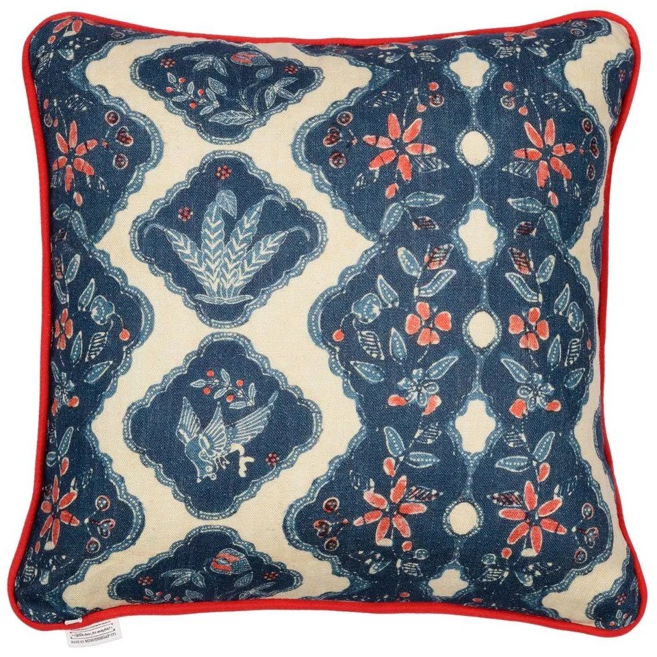 Μαξιλάρι Διακοσμητικό (Με Γέμιση) Phoenicia Batik Lc40112 50X50Cm White-Blue Mindthegap 50Χ50 Feather