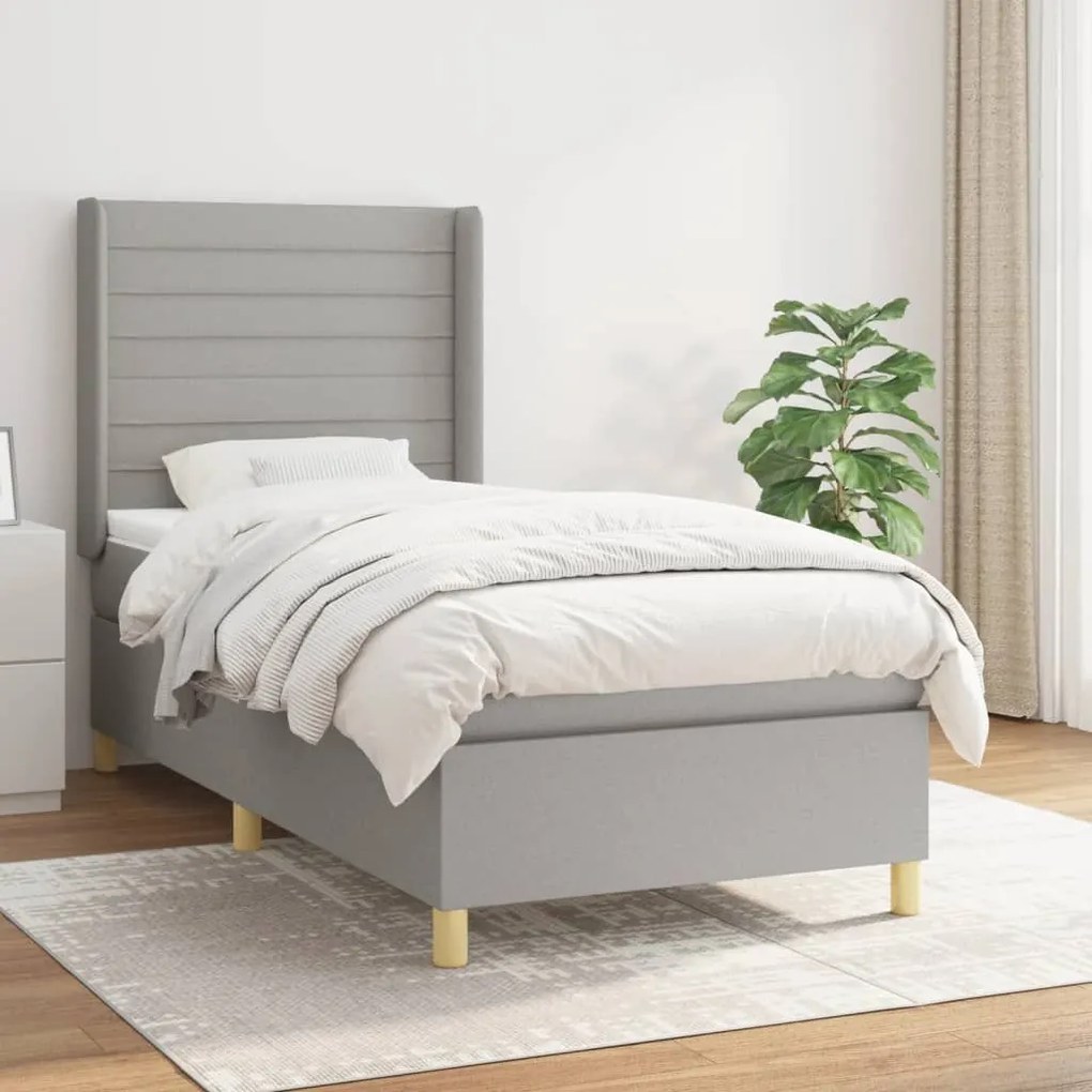 ΚΡΕΒΑΤΙ BOXSPRING ΜΕ ΣΤΡΩΜΑ ΑΝΟΙΧΤΟ ΓΚΡΙ 90X190 ΕΚ. ΥΦΑΣΜΑΤΙΝΟ 3132033