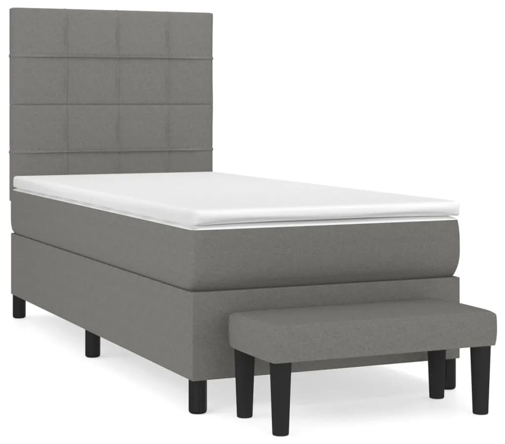 vidaXL Κρεβάτι Boxspring με Στρώμα Σκούρο Γκρι 80x200 εκ. Υφασμάτινο