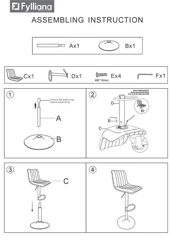 Σκαμπό Μπάρ FL1020 Fylliana Λαδί - Ανθρακί - Μαύρο 43x48x112 εκ. 2αδα