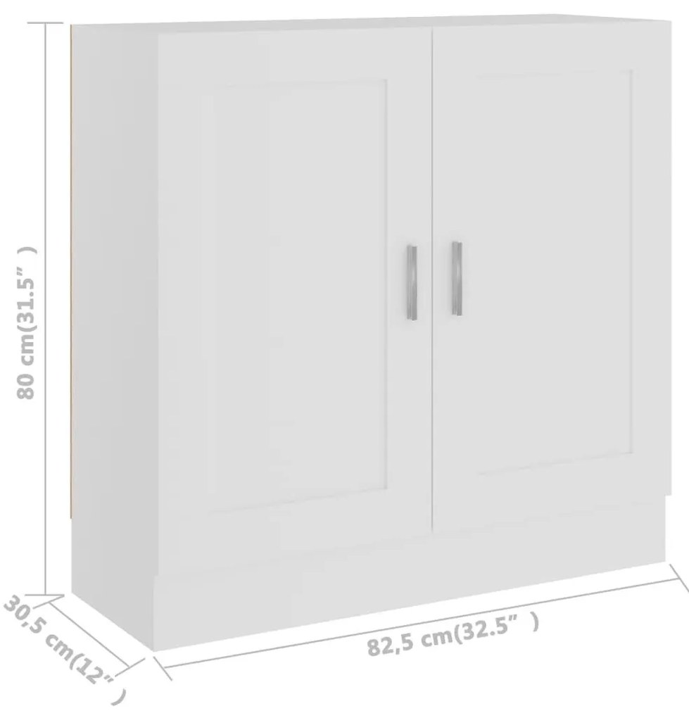 Βιβλιοθήκη Λευκή 82,5 x 30,5 x 80 εκ. Επεξεργασμένο Ξύλο - Λευκό