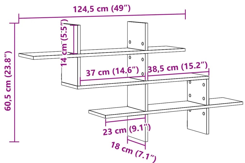 ΡΑΦΙ ΤΟΙΧΟΥ ΜΑΥΡΗ 124,5X18X60,5 ΕΚ. ΑΠΟ ΕΠΕΞΕΡΓΑΣΜΕΝΟ ΞΥΛΟ 853264