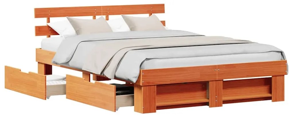 vidaXL Σκελετός Κρεβατιού Καφέ κεριού 160 x 200 cm Μασίφ ξύλο πεύκου