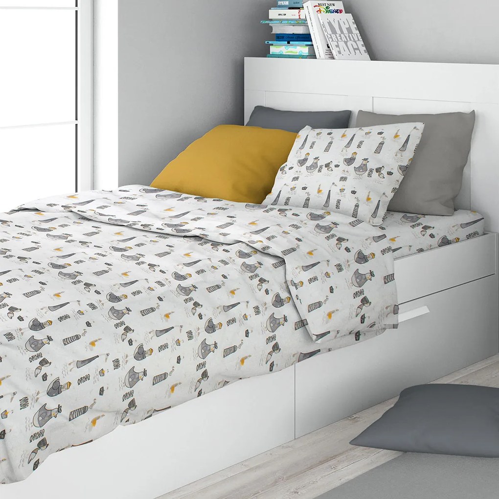 Σεντόνια Μονά (Σετ 3τμχ) Dimcol Seabirds 578 White - Grey