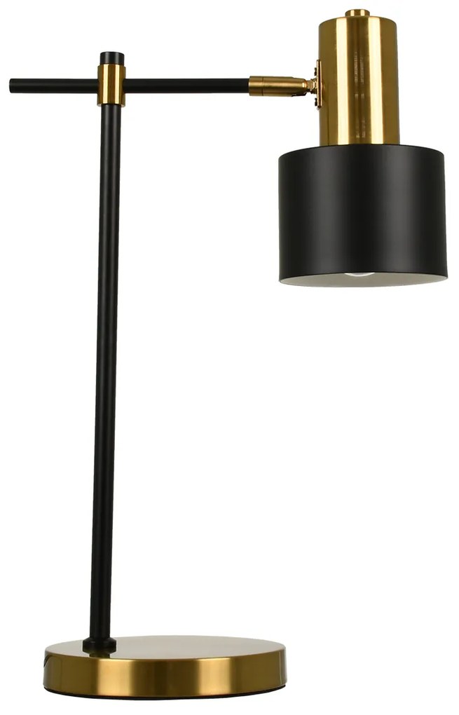 00835 GloboStar®  LETO 00835 Μοντέρνο Επιτραπέζιο Φωτιστικό Πορτατίφ Μονόφωτο 1 x E27 IP20 Μαύρο &amp; Χρυσό Μέταλλο - Μ18 x Π18 x Υ50.5cm