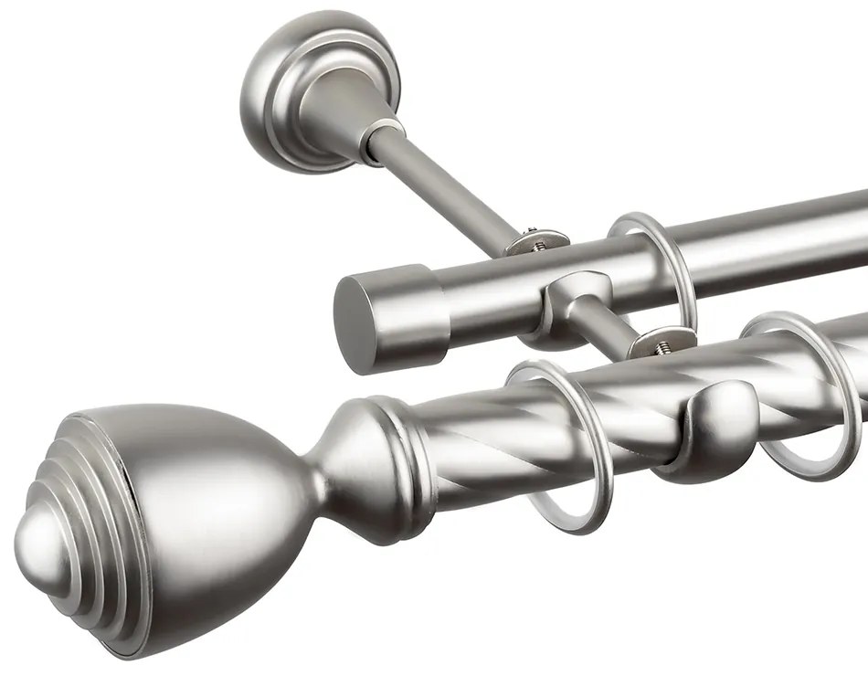 Κουρτινόβεργα διπλή twist Pluton 25/19 – χρώμιο ματ - 320 cm