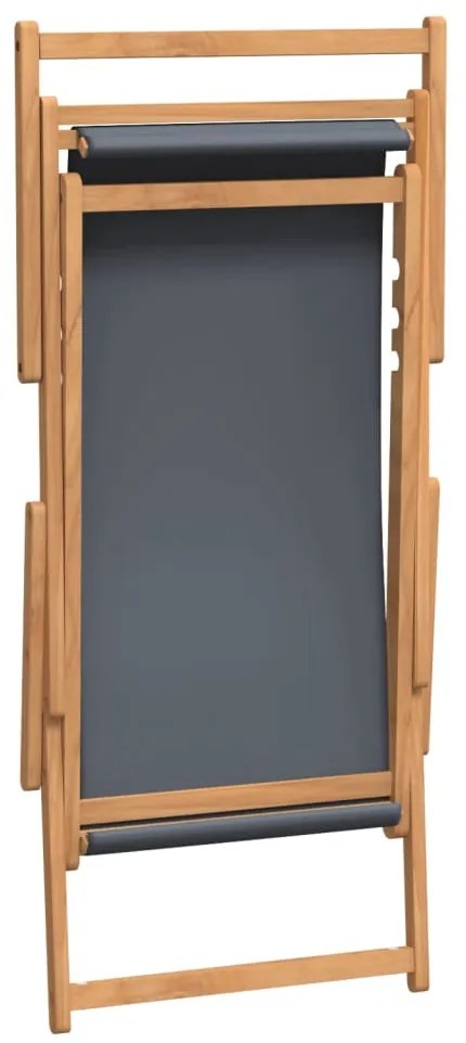 vidaXL Καρέκλα Παραλίας Πτυσσόμενη Γκρι από Μασίφ Ξύλο Teak