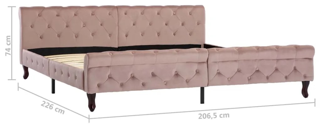 vidaXL Πλαίσιο Κρεβατιού Ροζ 200 x 200 εκ. Βελούδινο