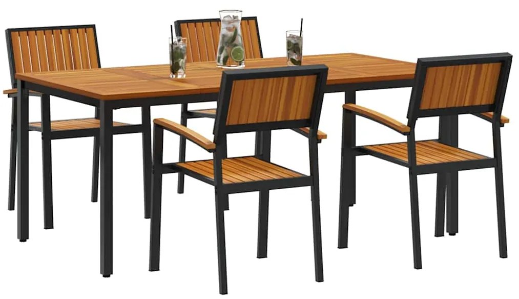 vidaXL Σέτ φαγητού για κήπο 5 pcs Μαύρο και καφέ 180 x 90 x 75 cm