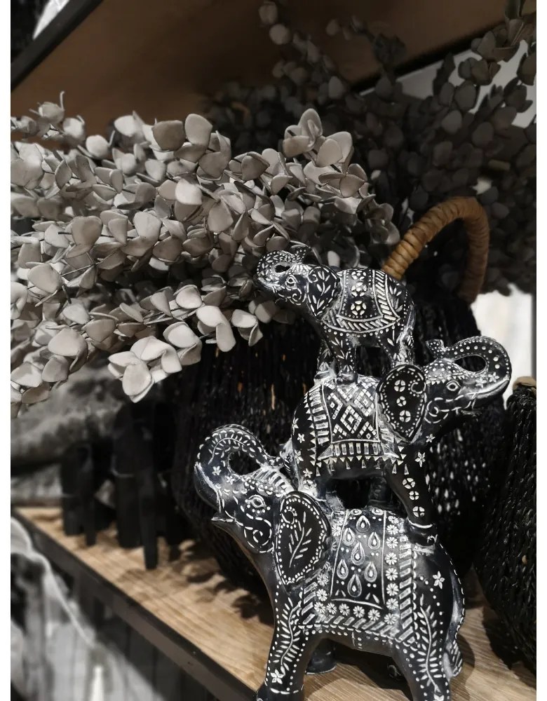 IRAMBA 4 DECO POLYRESIN ΜΑΥΡΟ ΛΕΥΚΟ 22,8x9,5xH32cm - 019739 - 019739