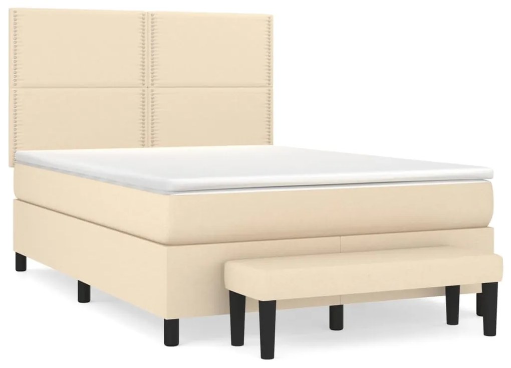 ΚΡΕΒΑΤΙ BOXSPRING ΜΕ ΣΤΡΩΜΑ ΚΡΕΜ 140X190 ΕΚ. ΥΦΑΣΜΑΤΙΝΟ 3136514