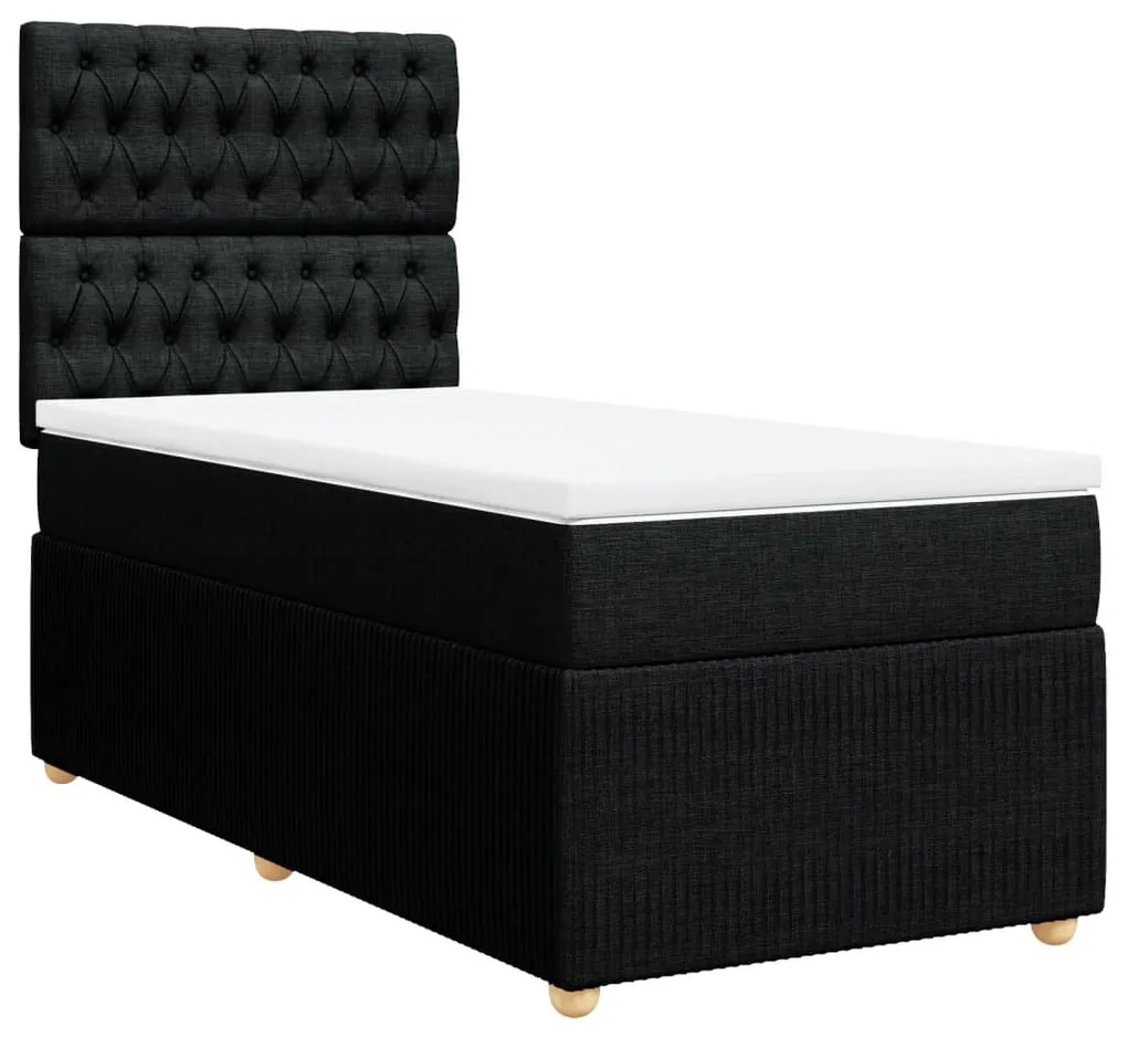 vidaXL Κρεβάτι Boxspring με Στρώμα Μαύρο 80 x 200 εκ. Υφασμάτινο