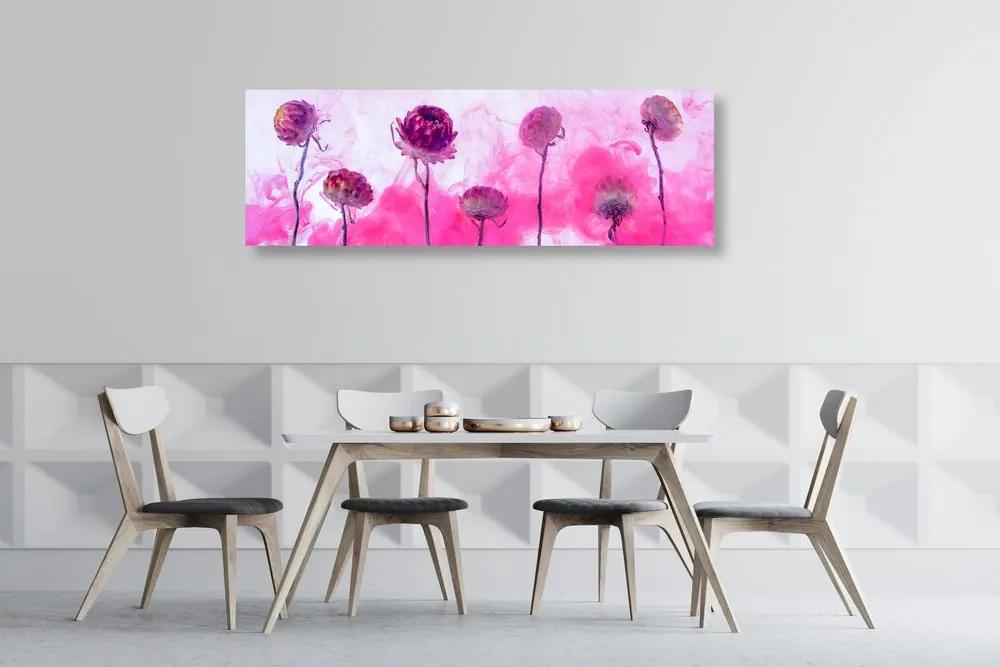 Εικόνα λουλούδια σε ροζ ατμό - 120x40