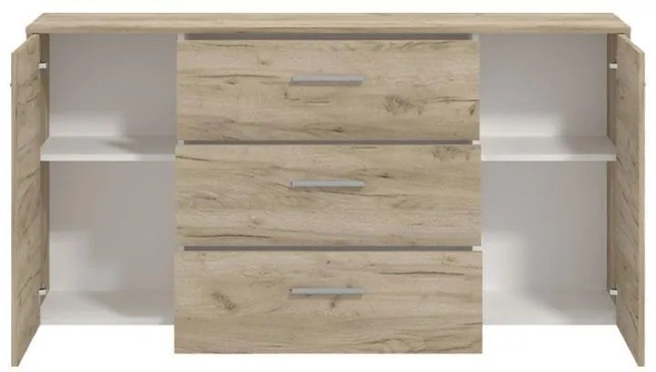 Κομότα - Μπουφές Garona 3K3F Γκρί Δρύς 158x33x80,5 εκ. 158x33x80.5 εκ.