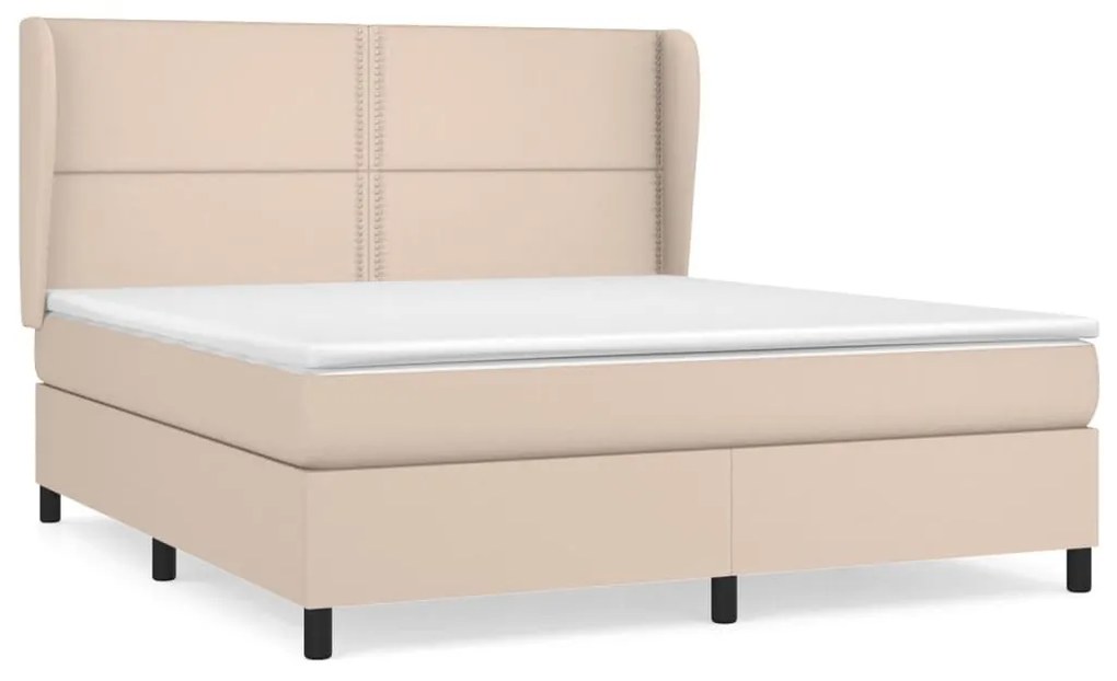 Κρεβάτι Boxspring με Στρώμα Καπουτσίνο 160x200εκ.από Συνθ.Δέρμα - Καφέ