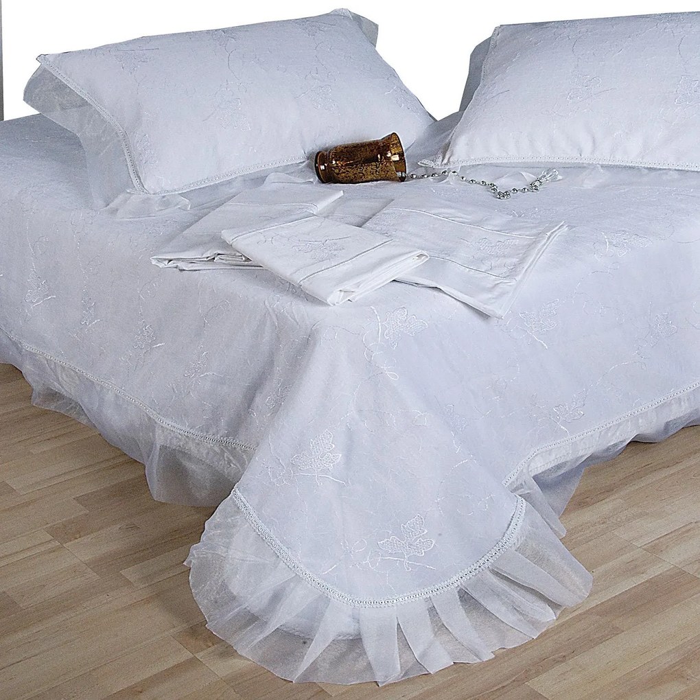 Σεντόνια Σετ 4Τμχ. 1012 Λευκό Viopros Υπέρδιπλo 240x250cm 100% Cotton