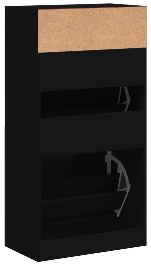 Παπουτσοθήκη Μαύρη 60x34x116 εκ. από Επεξεργασμένο Ξύλο - Μαύρο