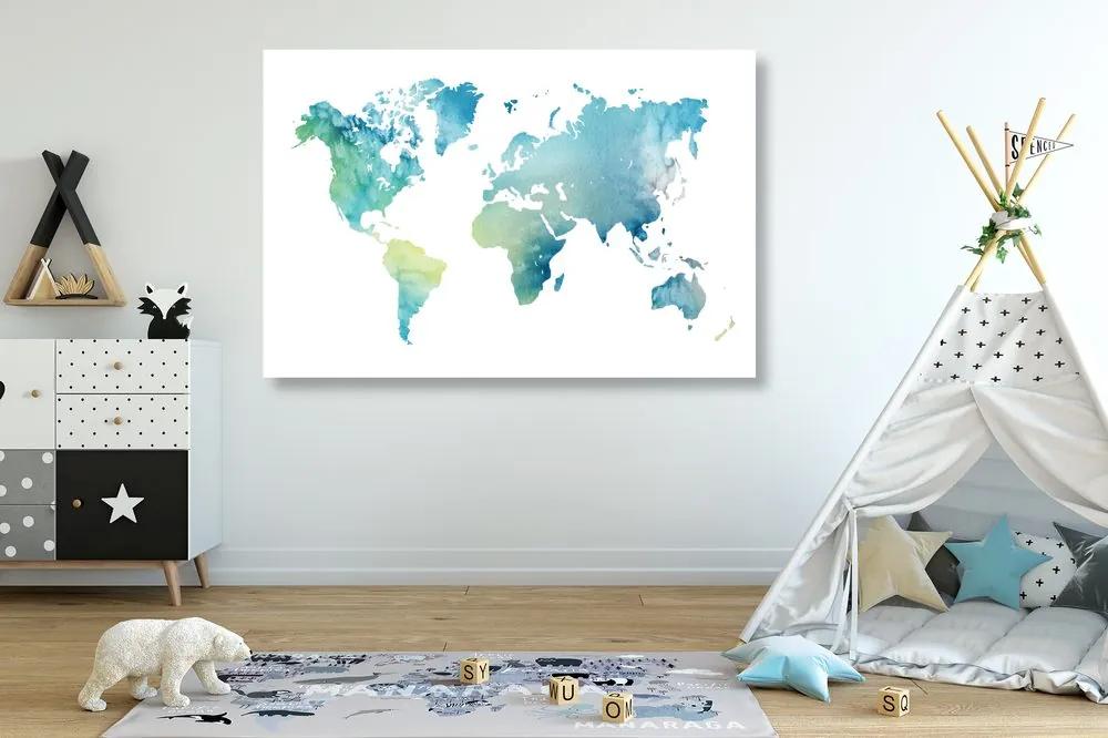 Εικόνα χάρτη του κόσμου σε ακουαρέλα - 60x40