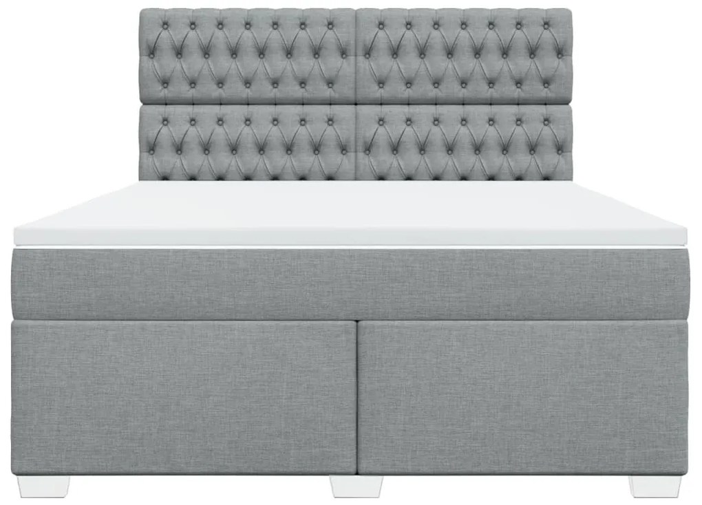 Κρεβάτι Boxspring με Στρώμα Ανοιχτό Γκρι 180x200 εκ. Υφασμάτινο - Γκρι