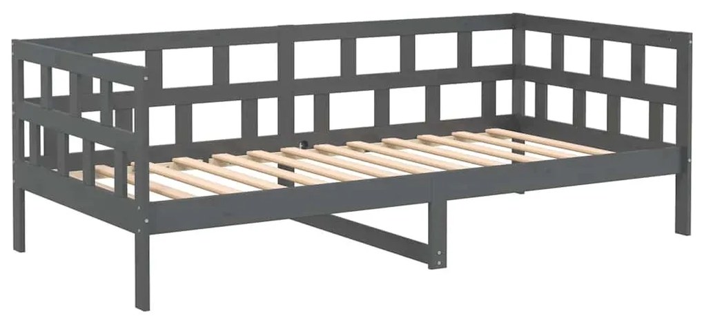 vidaXL Καναπές Κρεβάτι Γκρι 90 x 190 εκ. από Μασίφ Ξύλο Πεύκου