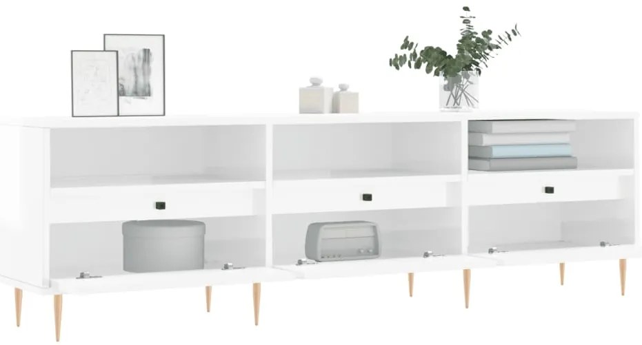 vidaXL Έπιπλο Τηλεόρασης Γυαλ. Λευκό 150x30x44,5 εκ Επεξεργασμένο Ξύλο