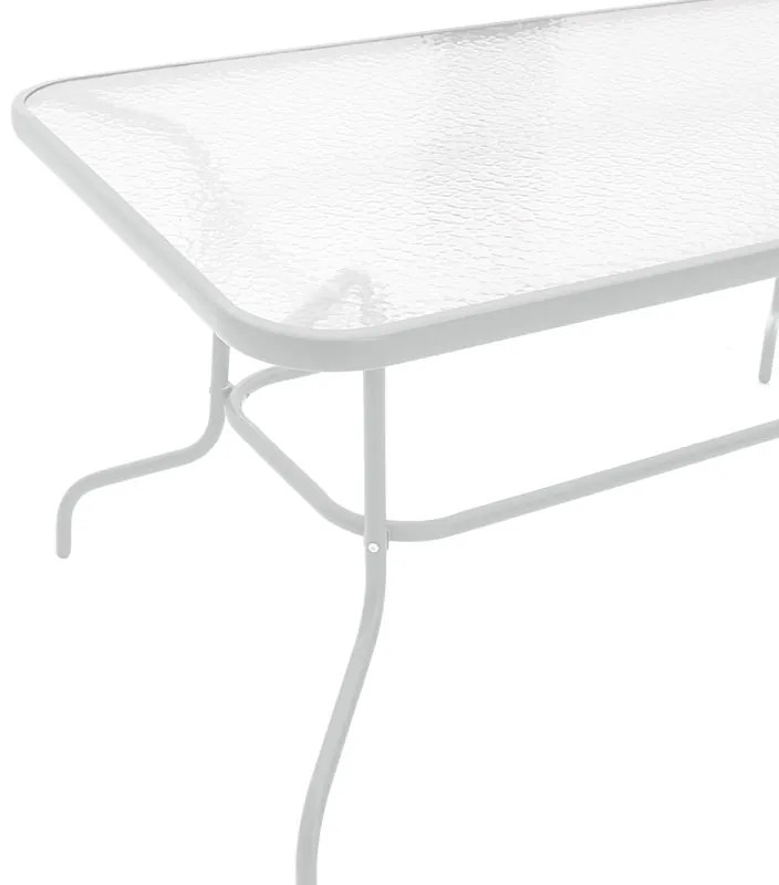 Τραπέζι κήπου Valor pakoworld μέταλλο λευκό-γυαλί 140x80x70εκ - Γυαλί - 130-000018