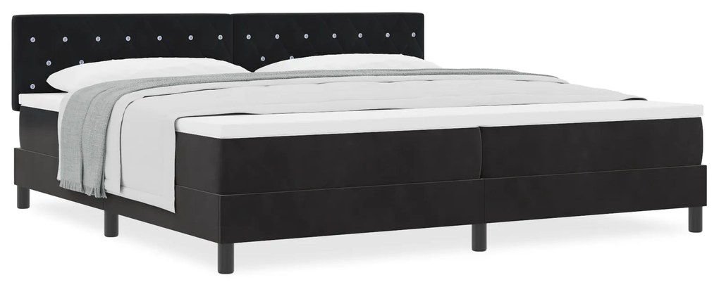 vidaXL κρεβάτι box spring με στρώμα Μαύρο 200x200 εκ Βελούδο
