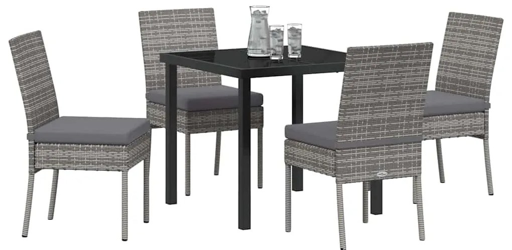 vidaXL Σέτ φαγητού για κήπο 5 pcs Γκρι Χάλυβας με επίστρωση πούδρας