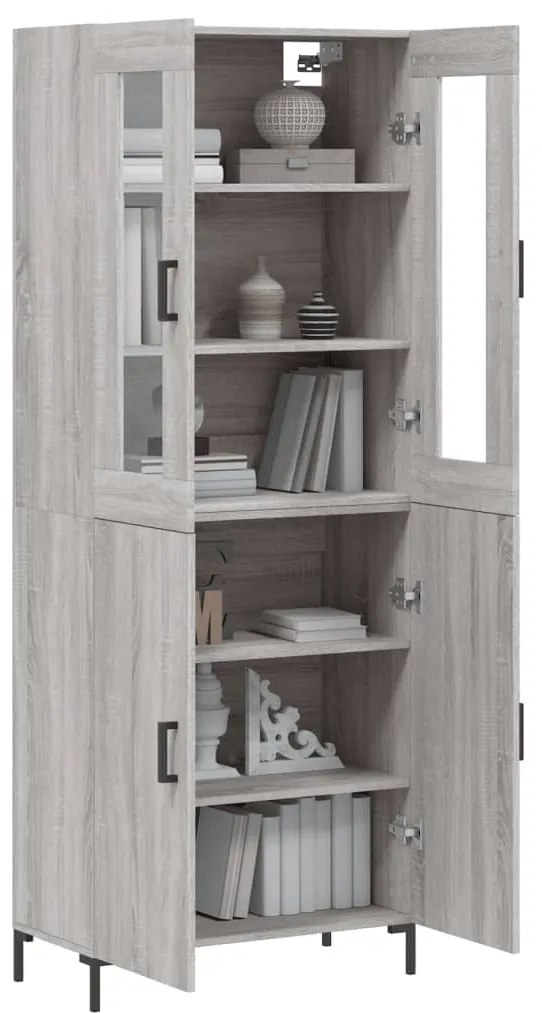 vidaXL Ντουλάπι Γκρι Sonoma 69,5 x 34 x 180 εκ. Επεξεργασμένο Ξύλο
