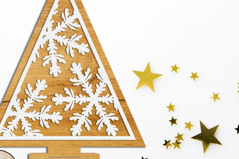 Σετ των 2 Intra απο ξύλο plywood  Χρώμα wenge 3mm-4mm πάχος - Πρότυπο αποκοπής χριστουγεννιάτικου δέντρου Stant Δίασταση 6x7 cm INTRAFABR-107494719