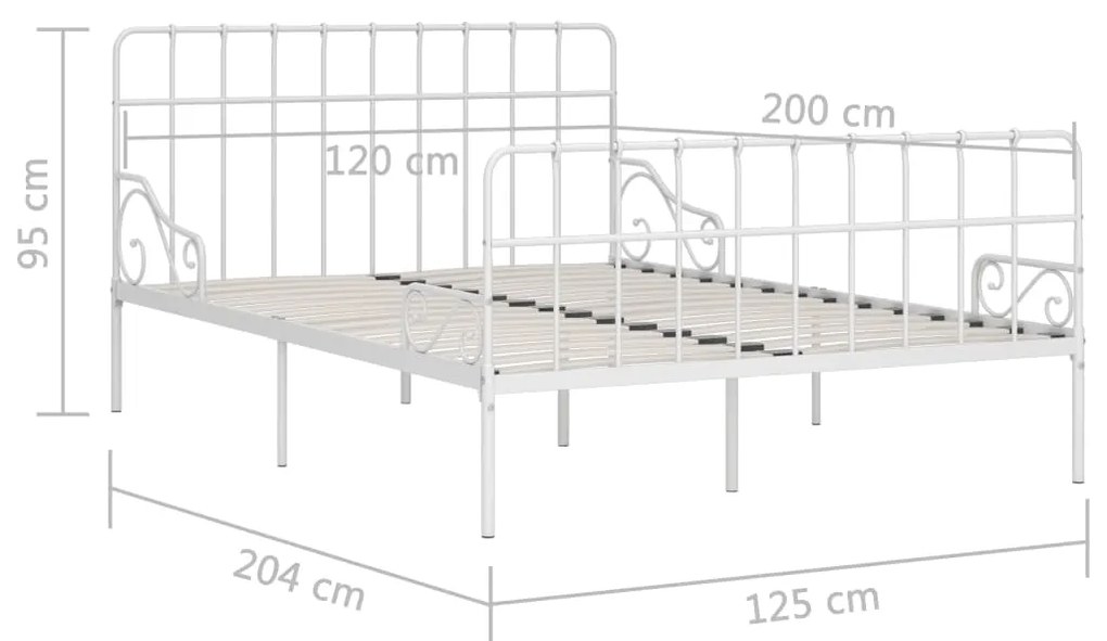 vidaXL Πλαίσιο Κρεβατιού με Τελάρο Λευκό 120 x 200 εκ. Μεταλλικό