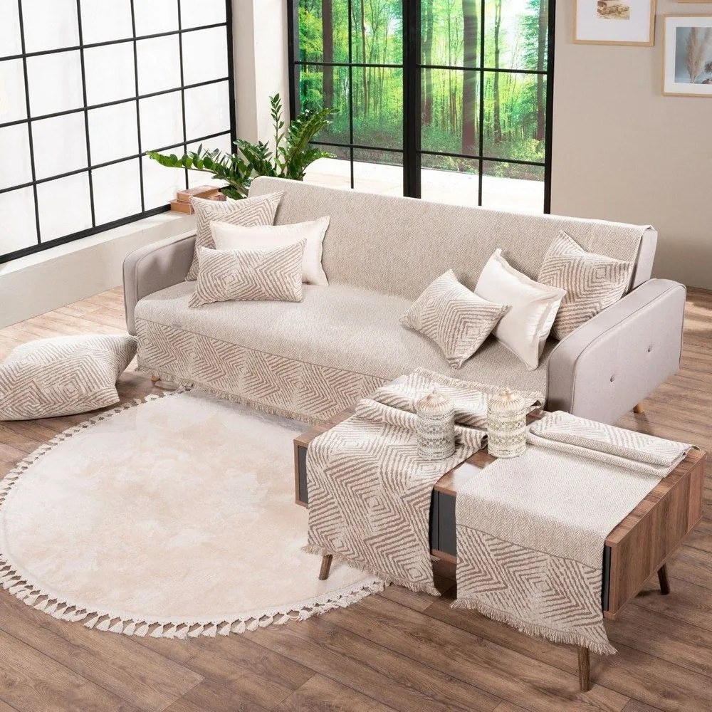 Ριχτάρι Philadelphia 02 Beige Teoran Διθέσιο 180x250cm Ακρυλικό,Βαμβάκι, Polyester