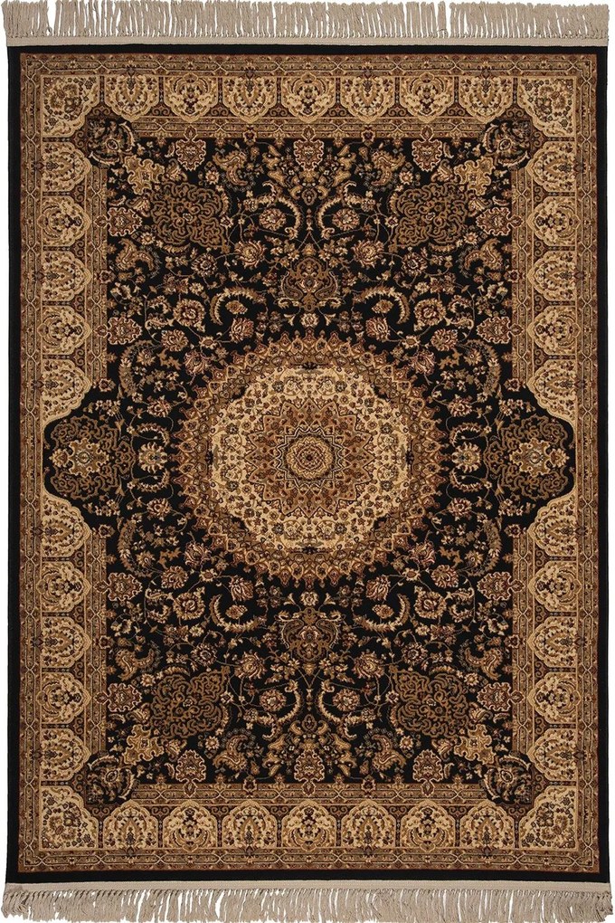 Χαλί Isfahan 2879A Black-Cream Βιοκαρπέτ 160X230cm