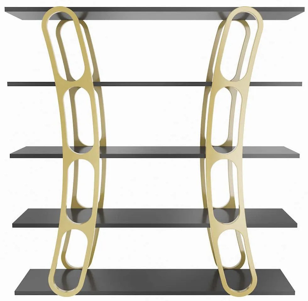 Βιβλιοθήκη Adar 875ZNA4505 120x25x120cm Black-Gold