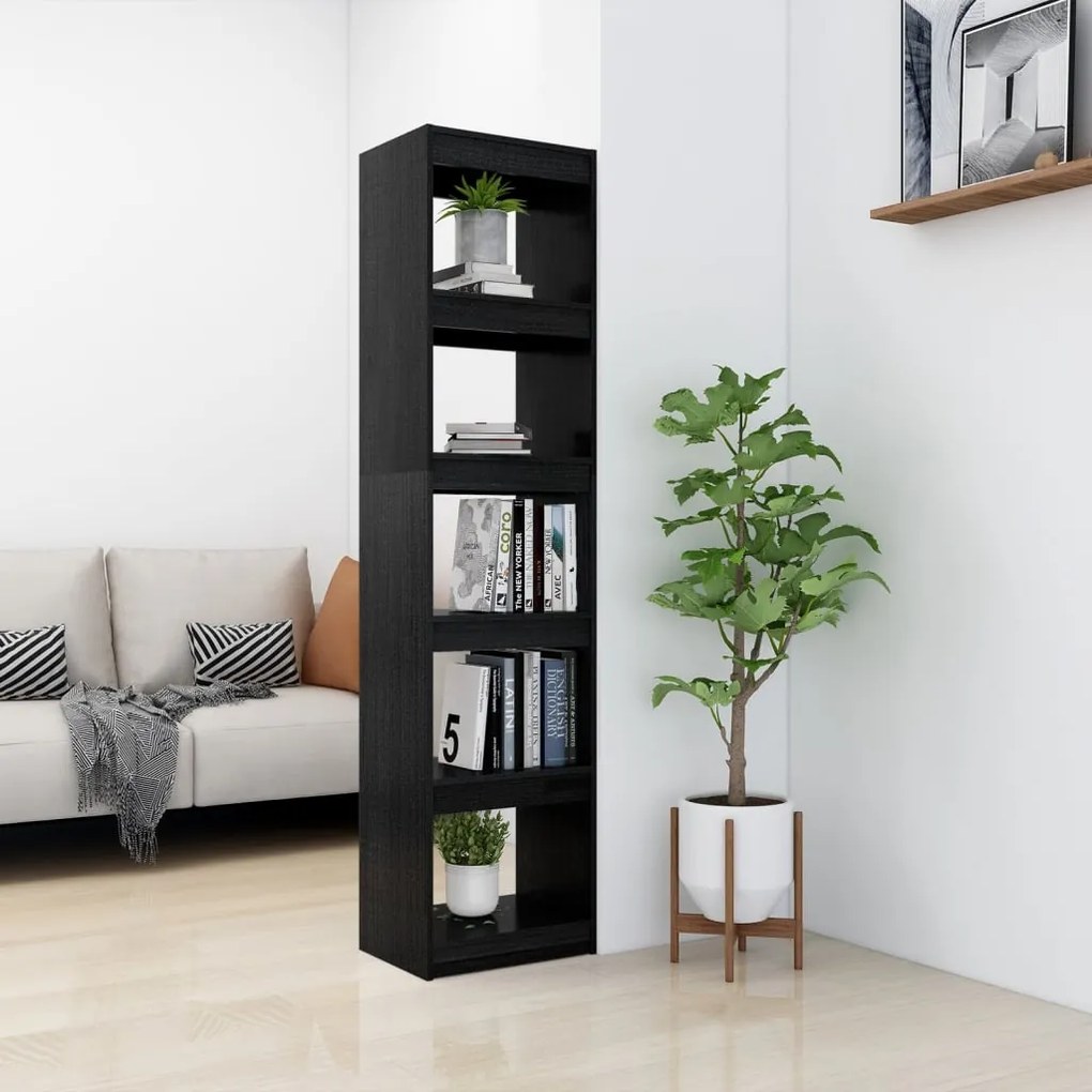 vidaXL Βιβλιοθήκη/Διαχωριστικό Χώρου Μαύρο 40x30x167,5 εκ. Ξύλο Πεύκου