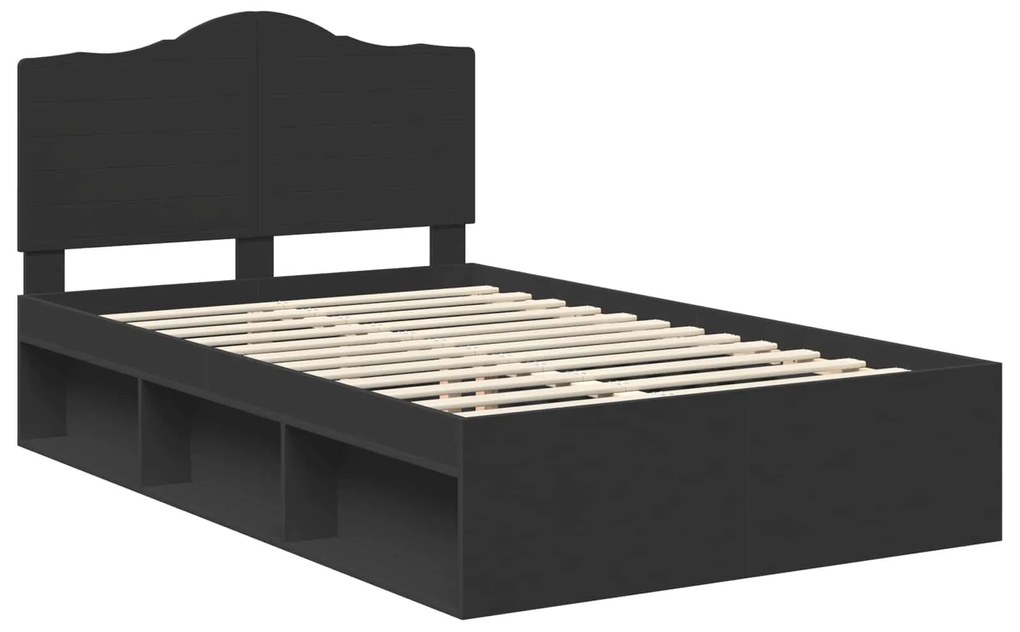 vidaXL Σκελετός Κρεβατιού Μαύρο 120 x 200 cm Στερεά ξυλεία πεύκου