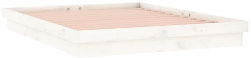 vidaXL Πλαίσιο Κρεβατιού με LED Λευκό 140 x 190 εκ. από Μασίφ Ξύλο