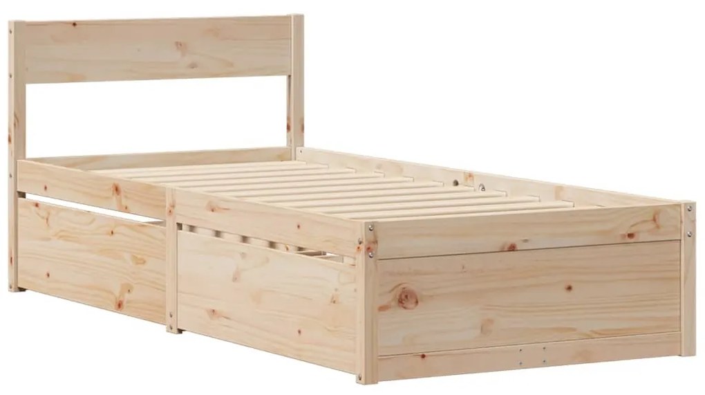 vidaXL Κρεβάτι με Συρτάρια και Στρώμα 100x200 εκ. Μασίφ Ξύλο Πεύκου