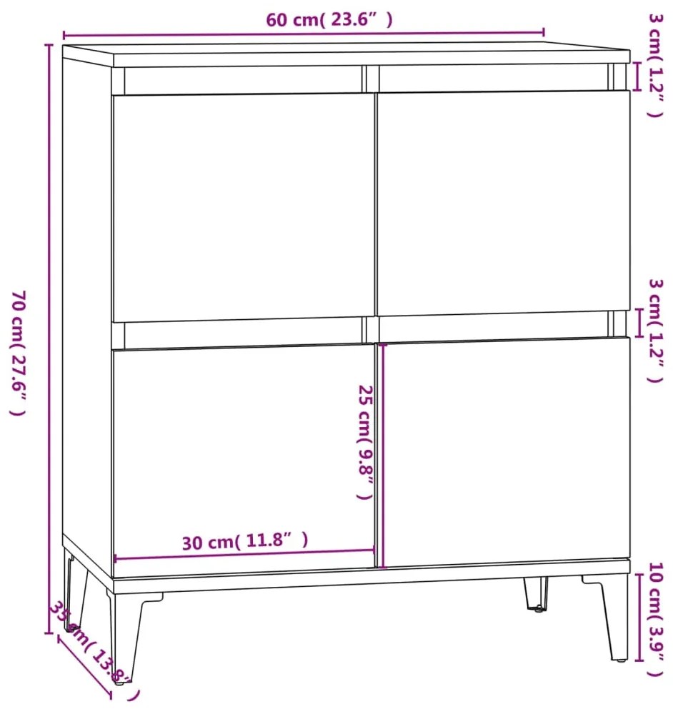 Ντουλάπι Γκρι Sonoma 60x35x70 εκ. από Επεξεργασμένο Ξύλο - Γκρι