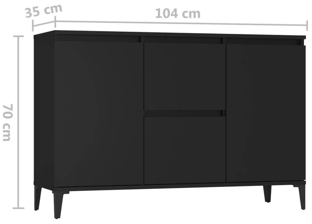 vidaXL Μπουφές Μαύρος 102 x 35 x 70 εκ. από Επεξεργασμένο Ξύλο