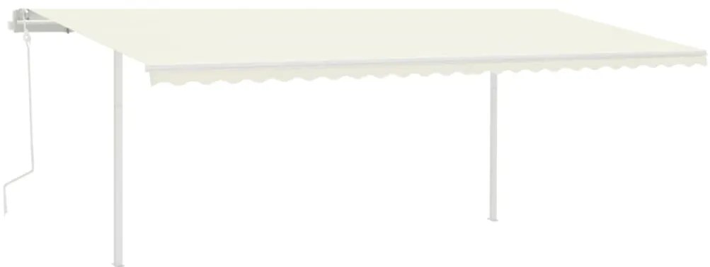 vidaXL Τέντα Συρόμενη Χειροκίνητη με LED Κρεμ 6x3,5 μ.