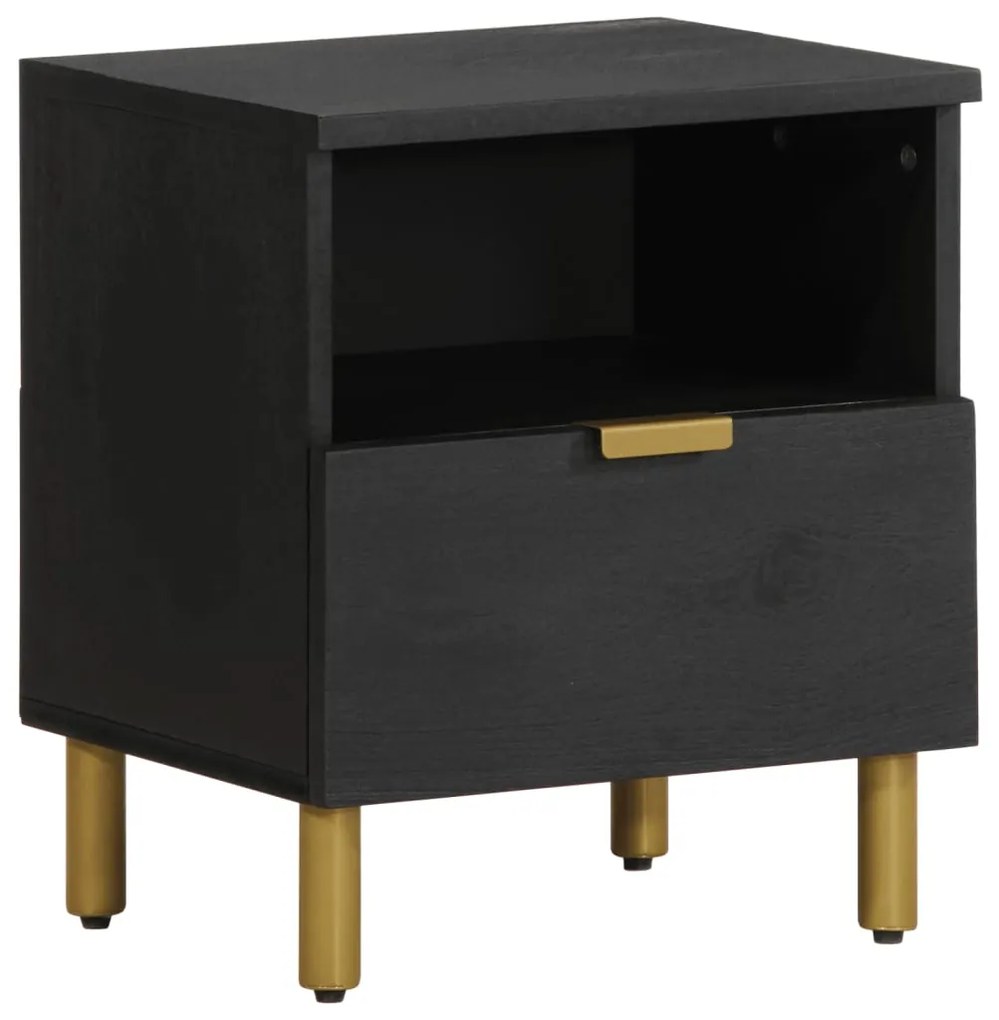 Κομοδίνο Μαύρο 40 x 33 x 46 εκ. από Επεξεργασμένο Ξύλο