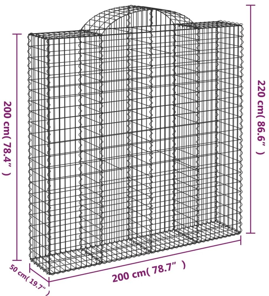 vidaXL Συρματοκιβώτια Τοξωτά 9 τεμ. 200x50x200/220 εκ. Γαλβαν. Ατσάλι