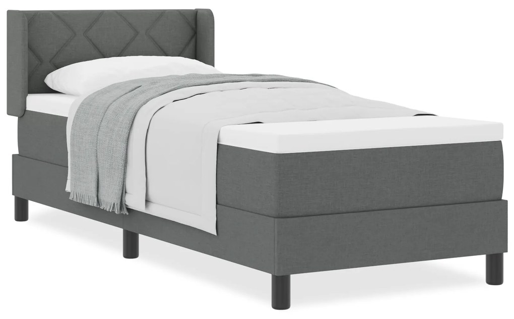 vidaXL Κρεβάτι Box Spring με Στρώμα – Σκούρο Γκρι, 80 x 200 εκ. Ύφασμα