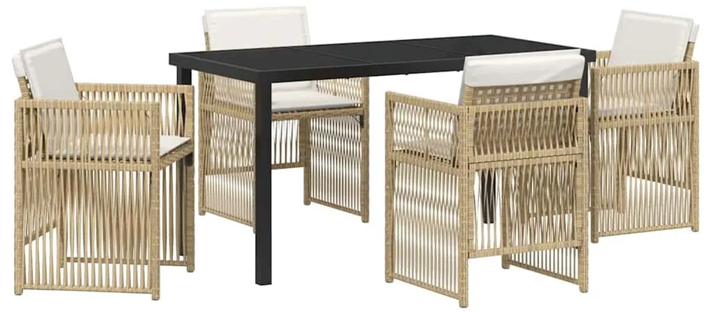 vidaXL Σέτ φαγητού για κήπο 5 pcs Μπεζ Πολυ ράταν