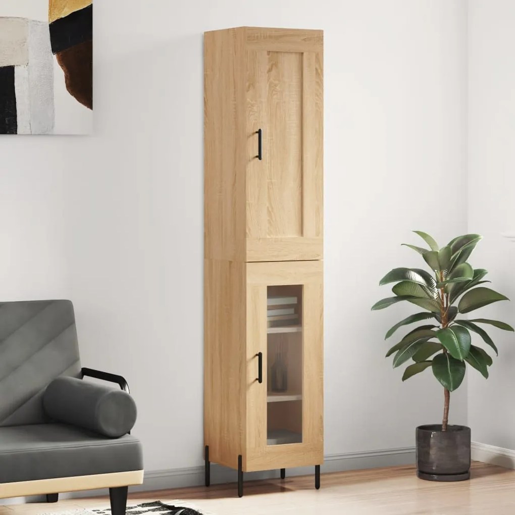 vidaXL Μπουφές Sonoma δρυς 34,5 x 34 x 180 εκ. από Επεξεργασμένο Ξύλο