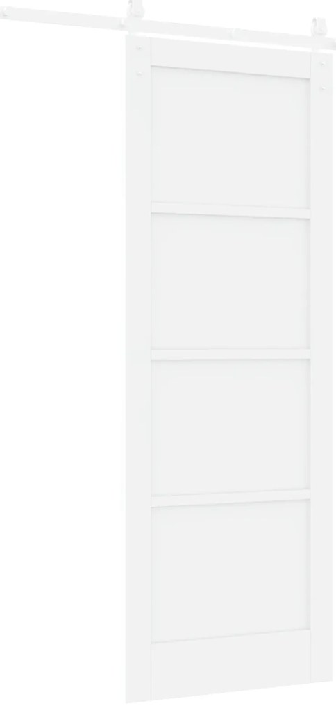vidaXL Συρόμενη Πόρτα με Σετ Εξαρτημάτων Λευκή 78x211 εκ. Συμπαγές Ξύλο Πεύκου