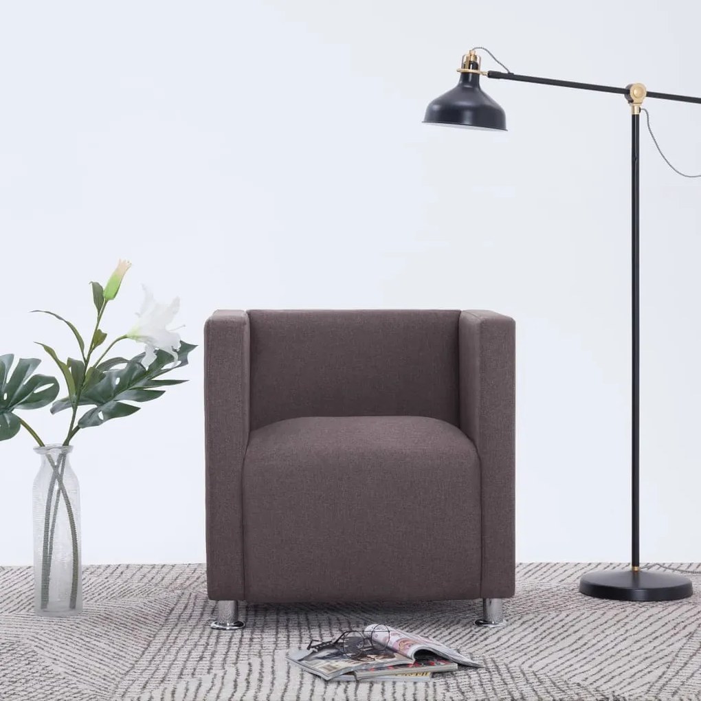 vidaXL Πολυθρόνα Cube Χρώμα Taupe Υφασμάτινη