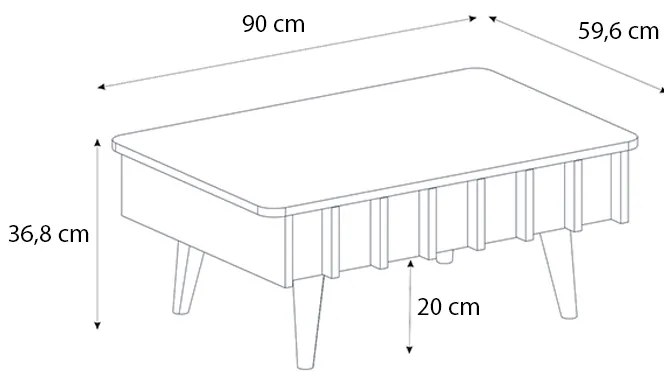 Τραπεζάκι σαλονιού Gemma Megapap χρώμα sepet oak 90x59,6x36,8εκ.